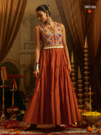 Rust Orange Handwork Gown Set | Tulip Designer

