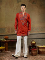 Regal Rust Orange Rayon Mirror Kurta Set | Tulip Designer
