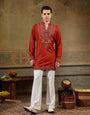 Regal Rust Orange Rayon Mirror Kurta Set | Tulip Designer
