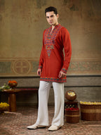 Regal Rust Orange Rayon Mirror Kurta Set | Tulip Designer
