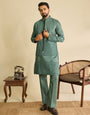 Traditional Sea Green Heavy Mirror Work Kurta Jacket & Pant Set