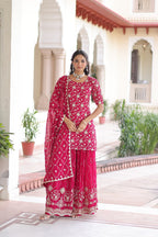 Premium Sequin Embroidered Georgette Sharara with Dupatta
