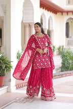 Premium Sequin Embroidered Georgette Sharara with Dupatta