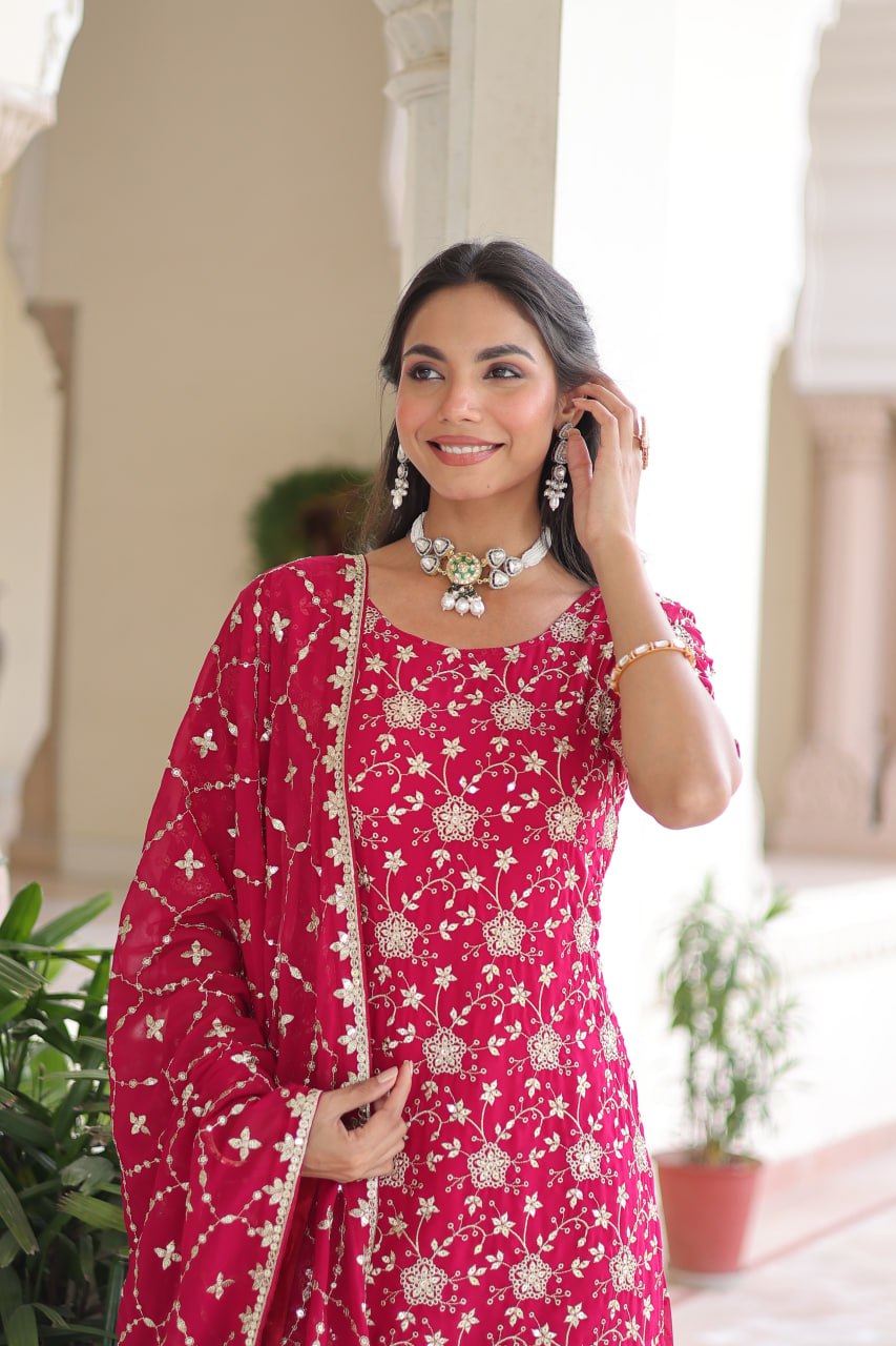 Premium Sequin Embroidered Georgette Sharara with Dupatta