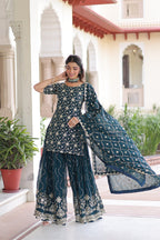 Premium Sequin Embroidered Georgette Sharara with Dupatta