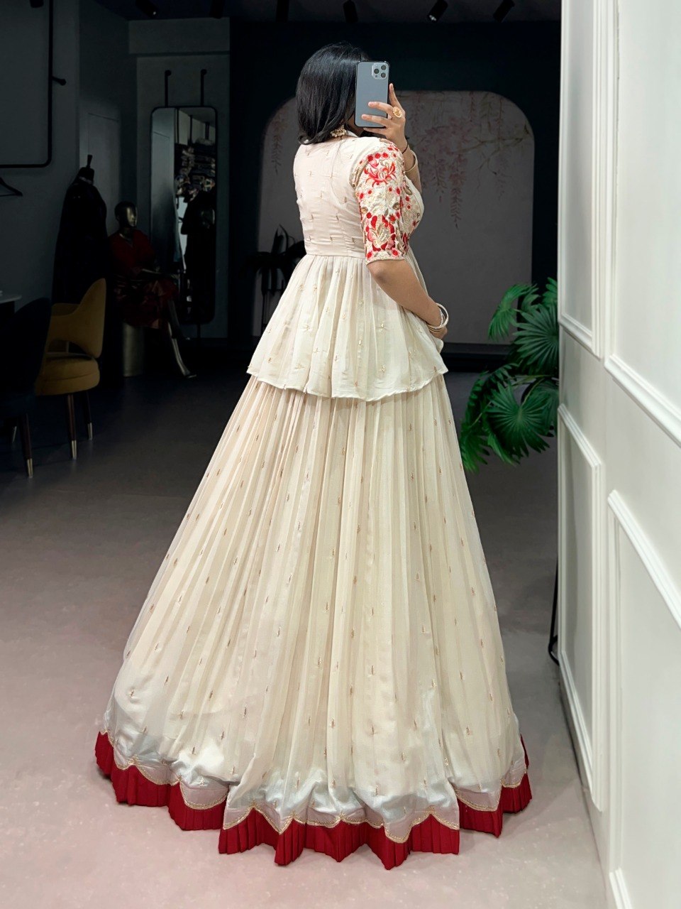 Chocolate Silk Sequins Embroidered Co-ord Lehenga Set with Stylish Peplum Koti
