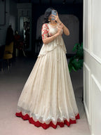 Chocolate Silk Sequins Embroidered Co-ord Lehenga Set with Stylish Peplum Koti
