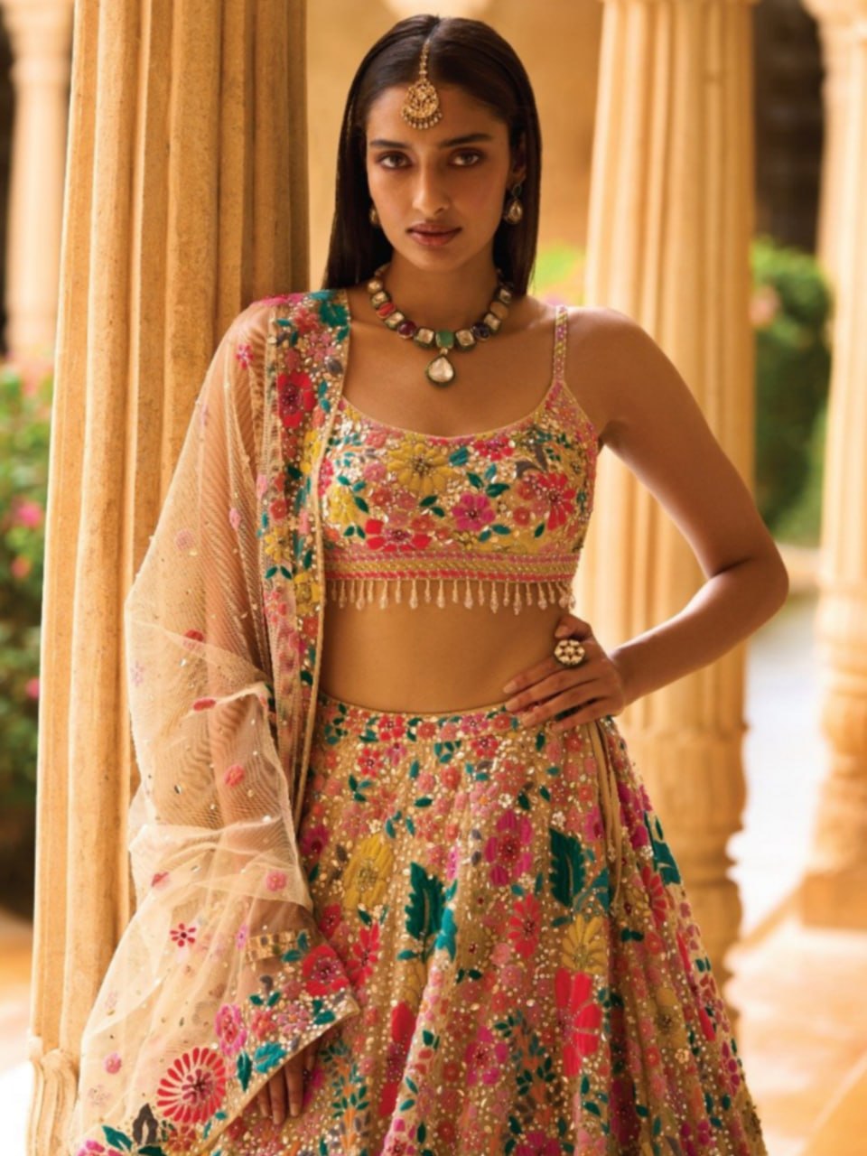 Georgette Sequins Embroidered Lehenga Choli Set with Net Dupatta
