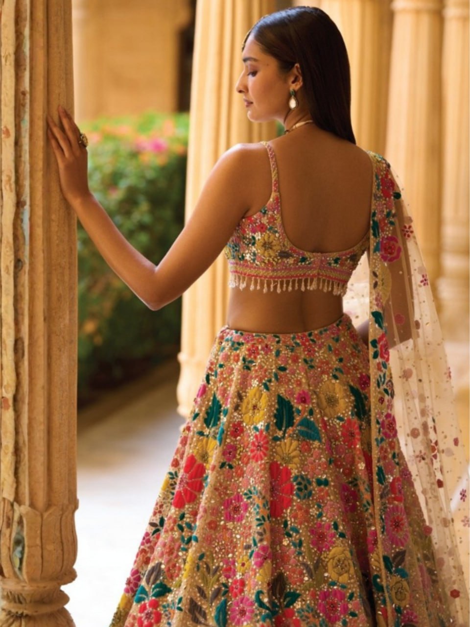 Georgette Sequins Embroidered Lehenga Choli Set with Net Dupatta
