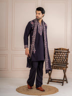 Shahi Black Japanese Lachka Festive Kurta Dupatta Pant Set

