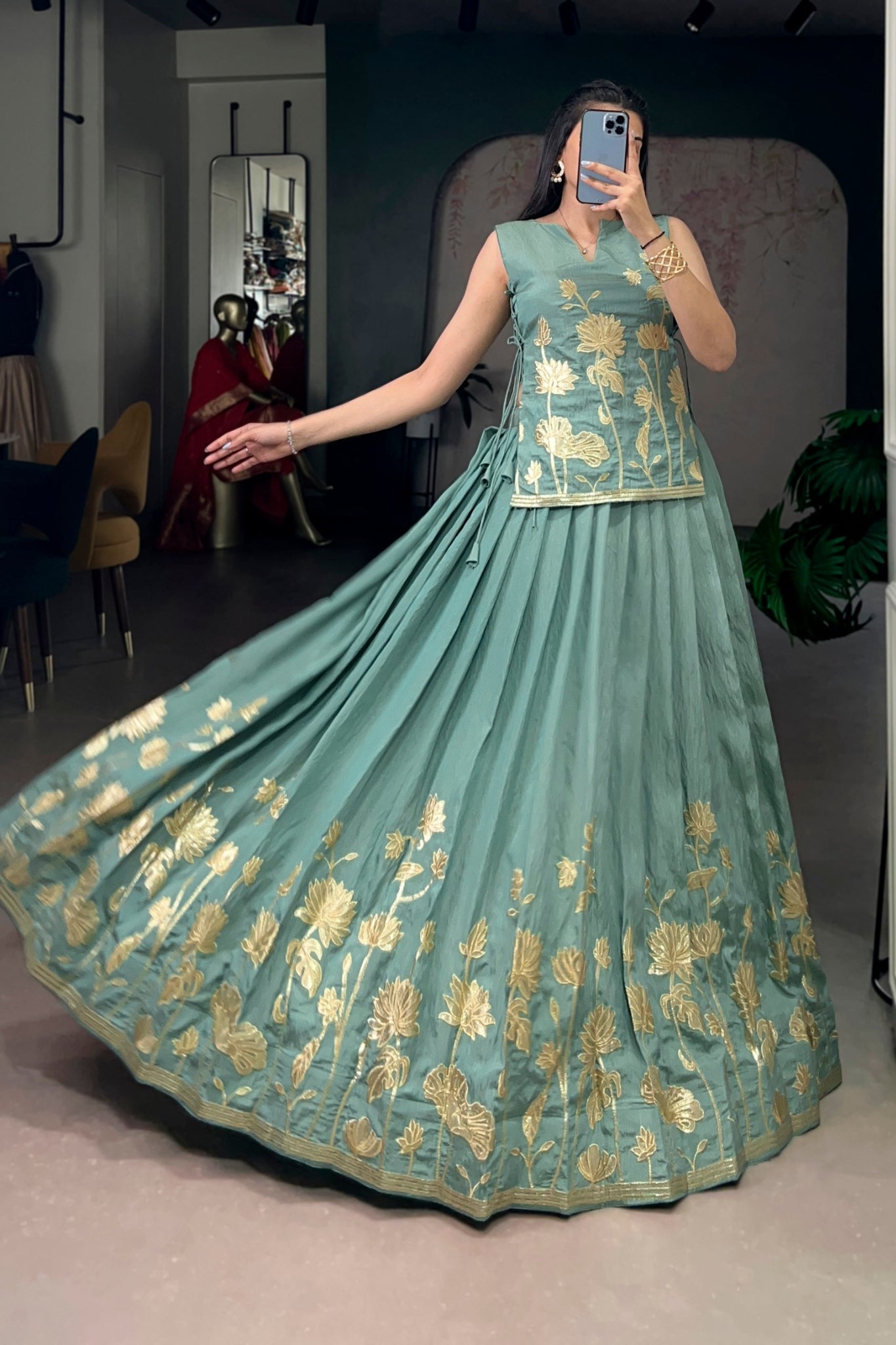 Pure Shimmer Embroidered Lehenga Co-Ord Set