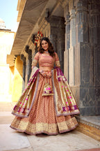 Designer Shimmer Organza Lehenga Set With Intricate Zari Weaving