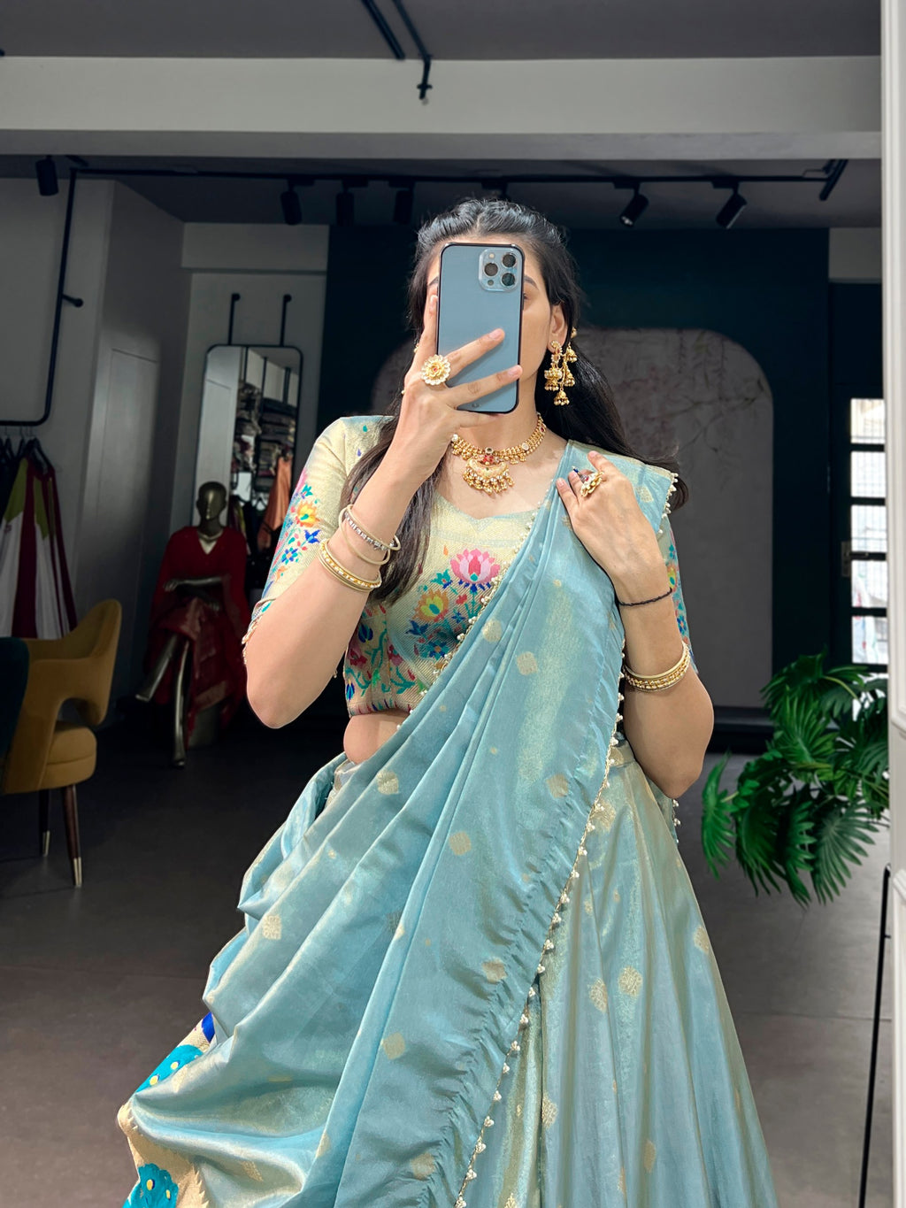 Classic Shimmer Zari Woven Lehenga with Designer Dupatta
