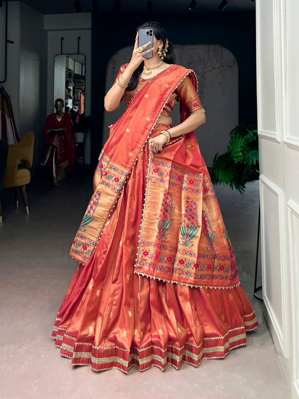 Classic Shimmer Zari Woven Lehenga with Designer Dupatta

