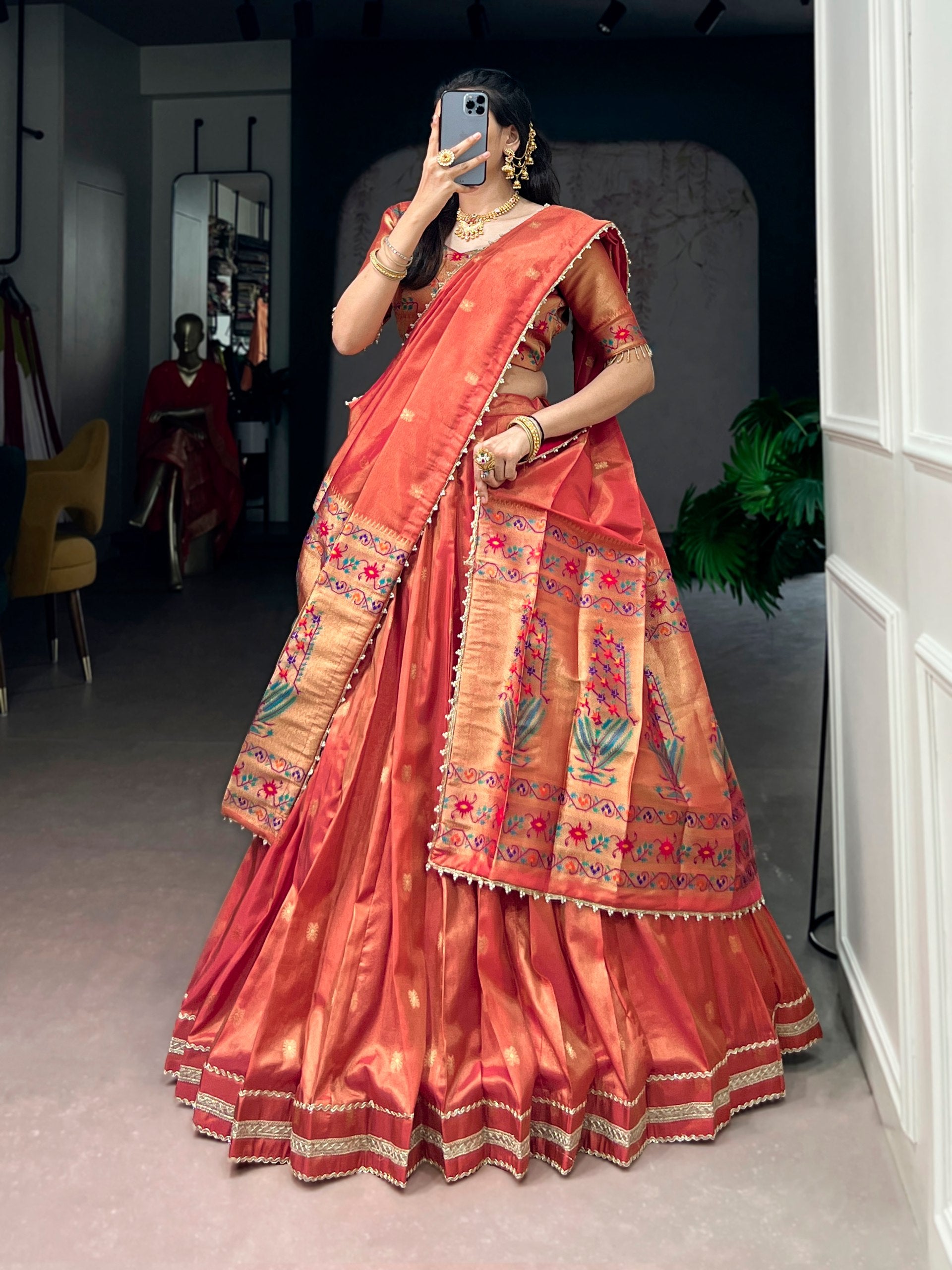 Classic Shimmer Zari Woven Lehenga with Designer Dupatta
