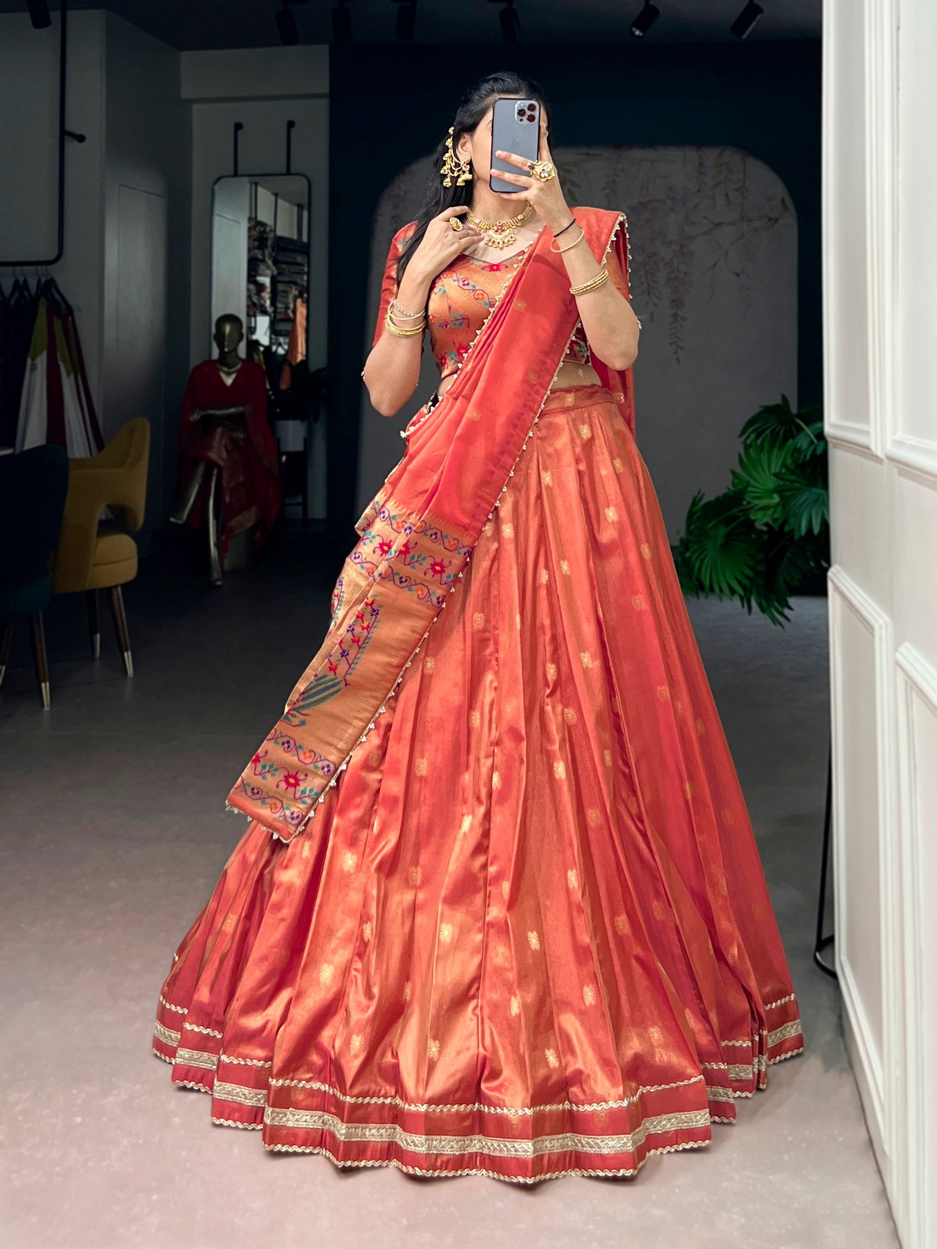 Classic Shimmer Zari Woven Lehenga with Designer Dupatta
