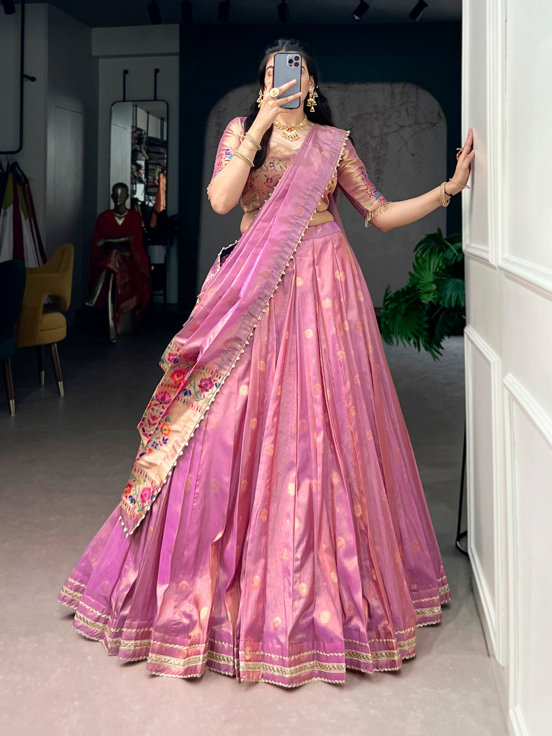 Classic Shimmer Zari Woven Lehenga with Designer Dupatta
