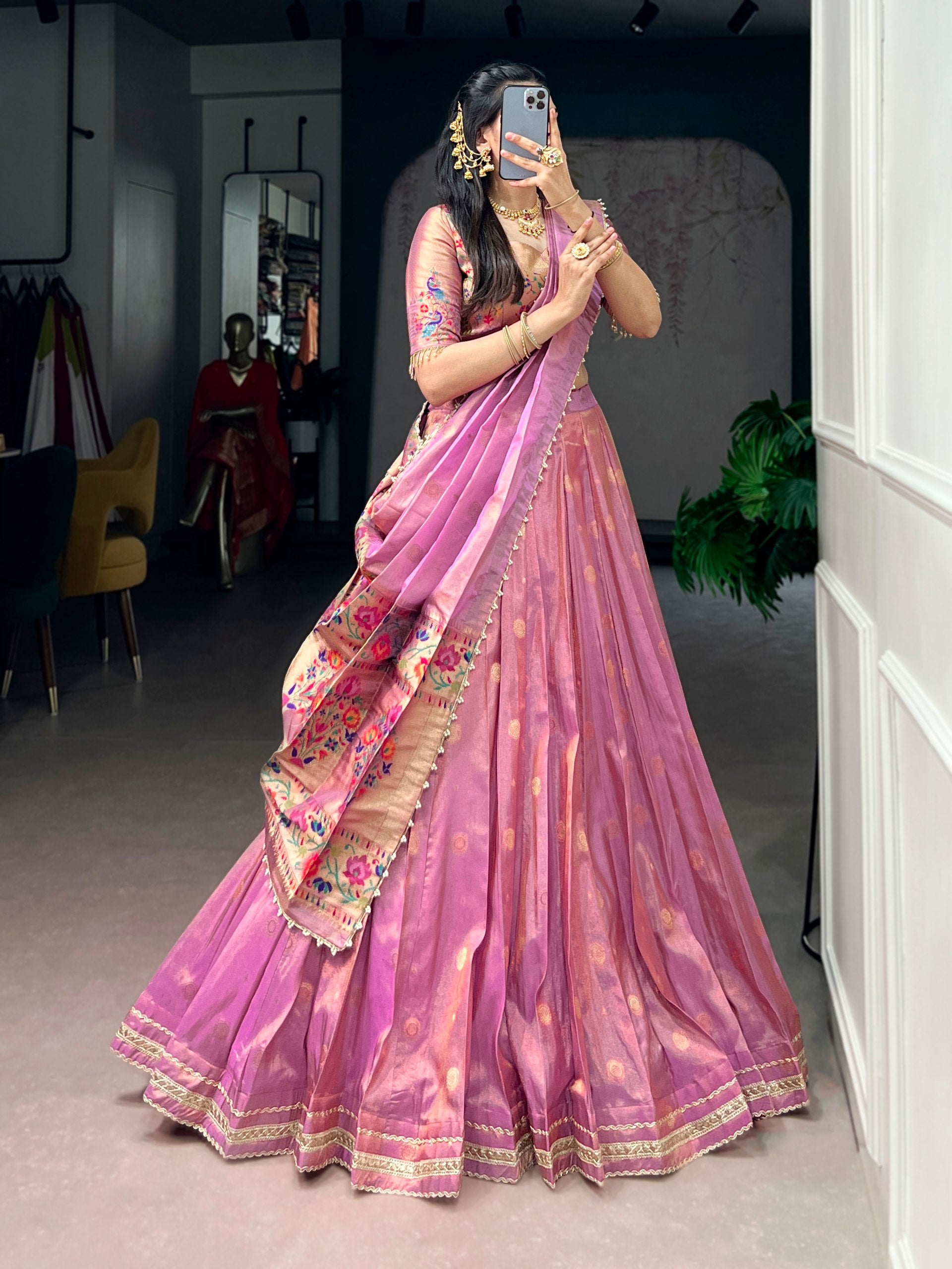 Classic Shimmer Zari Woven Lehenga with Designer Dupatta
