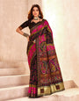 Tantalizing Black Nylon Dola Pashmina Saree With Beauteous Blouse Piece