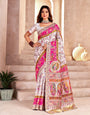 Incredible Off White Nylon Dola Pashmina Saree With Classic Blouse Piece