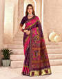 Prominent Purple Nylon Dola Pashmina Saree With Entrancing Blouse Piece