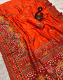 Attractive Orange Pashmina Saree With Sumptuous Blouse Piece