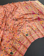 Mellifluous Peach Pashmina Saree With Improbable Blouse Piece