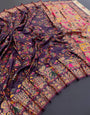 Proficient Purple Pashmina Saree With Sensational Blouse Piece