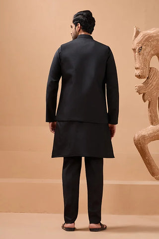 Premium Black Color Special Koti Kurta Set for Mens Wear