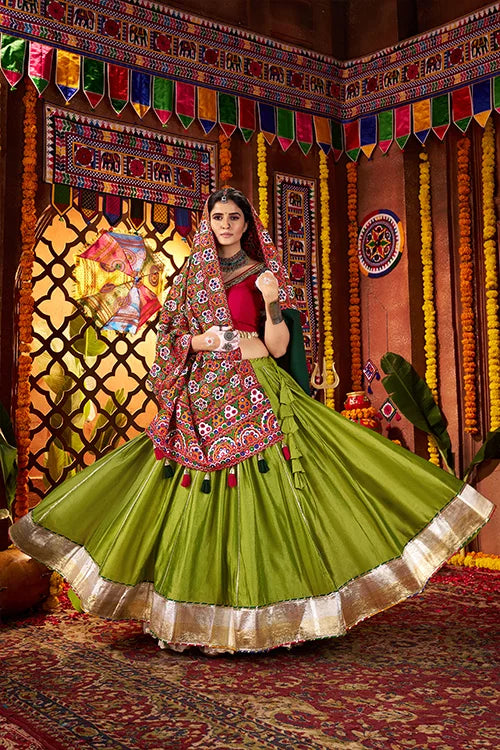 Fluorescent Green Chaniya Choli for Dandiya Nights