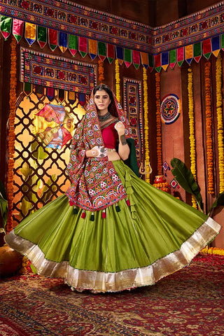 Fluorescent Green Chaniya Choli for Dandiya Nights