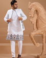 Wedding Special White Color Koti Kurta Set for Mens Wear