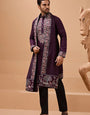 Ethnic Look Purple Kurta with Dupatta Mens Wear Special