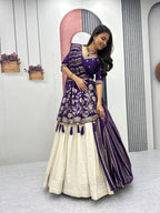 Luxury Pure Simar Silk Lehenga Choli with Flowing Long Dupatta