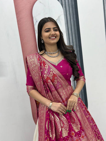 Luxury Pure Simar Silk Lehenga Choli with Flowing Long Dupatta