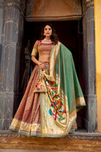 Elegant Simmer Organza Zari Work Lehenga Set With Batwa For Women
