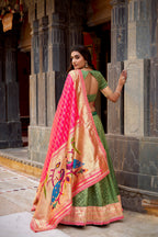 Elegant Simmer Organza Zari Work Lehenga Set With Batwa For Women
