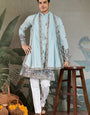 Traditional Sky Color Embroidered Kurta Pajama Set for Men