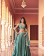 Sky Blue Rangoli Silk Thread Embroidery Lehenga Choli Set for Women