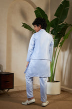 Sky Color Embroidered Carnival Kurta-Jacket Set for Boys
