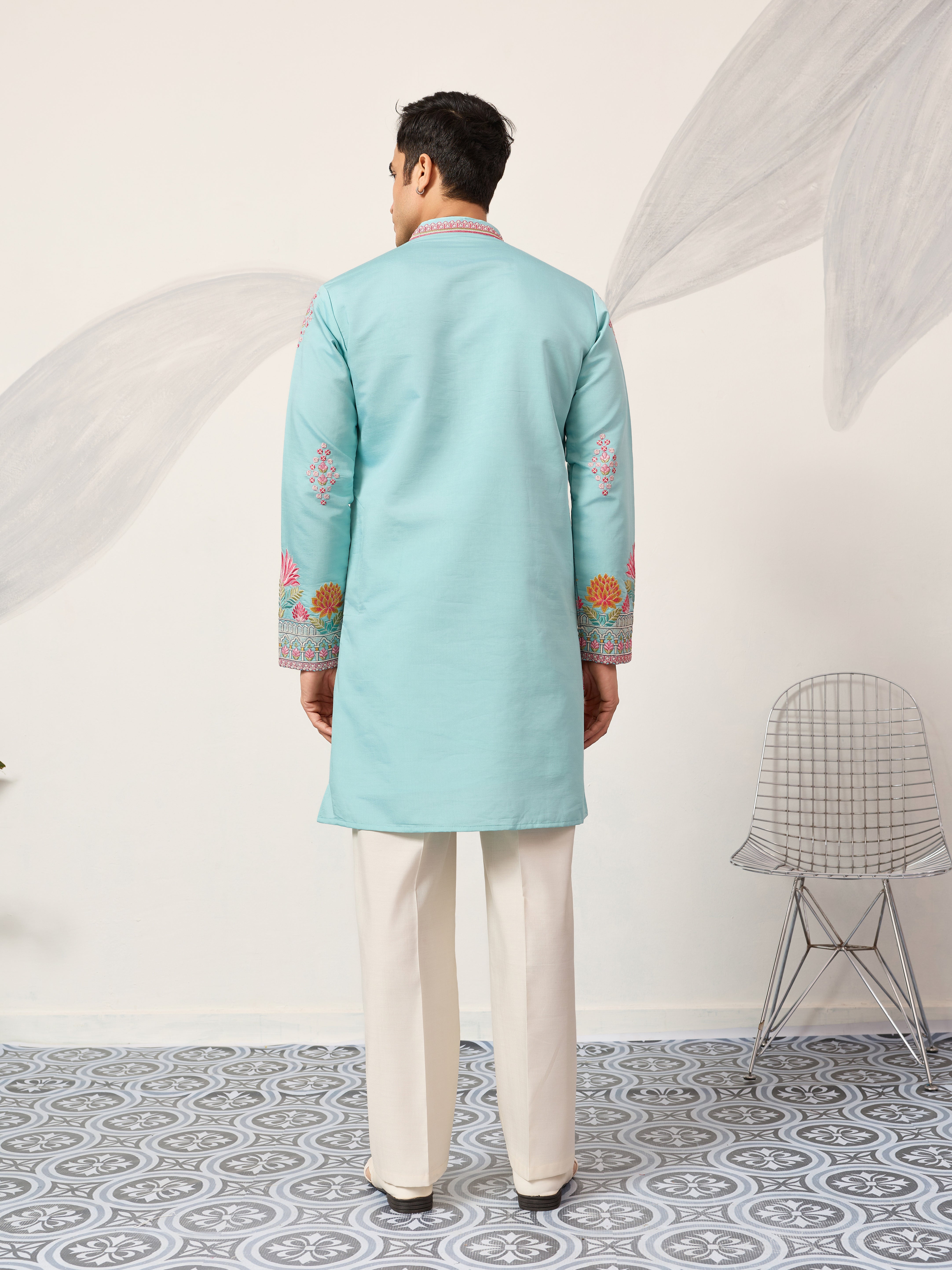 Sky Look Embroidered Work Ready made Mens Wear Kurta
