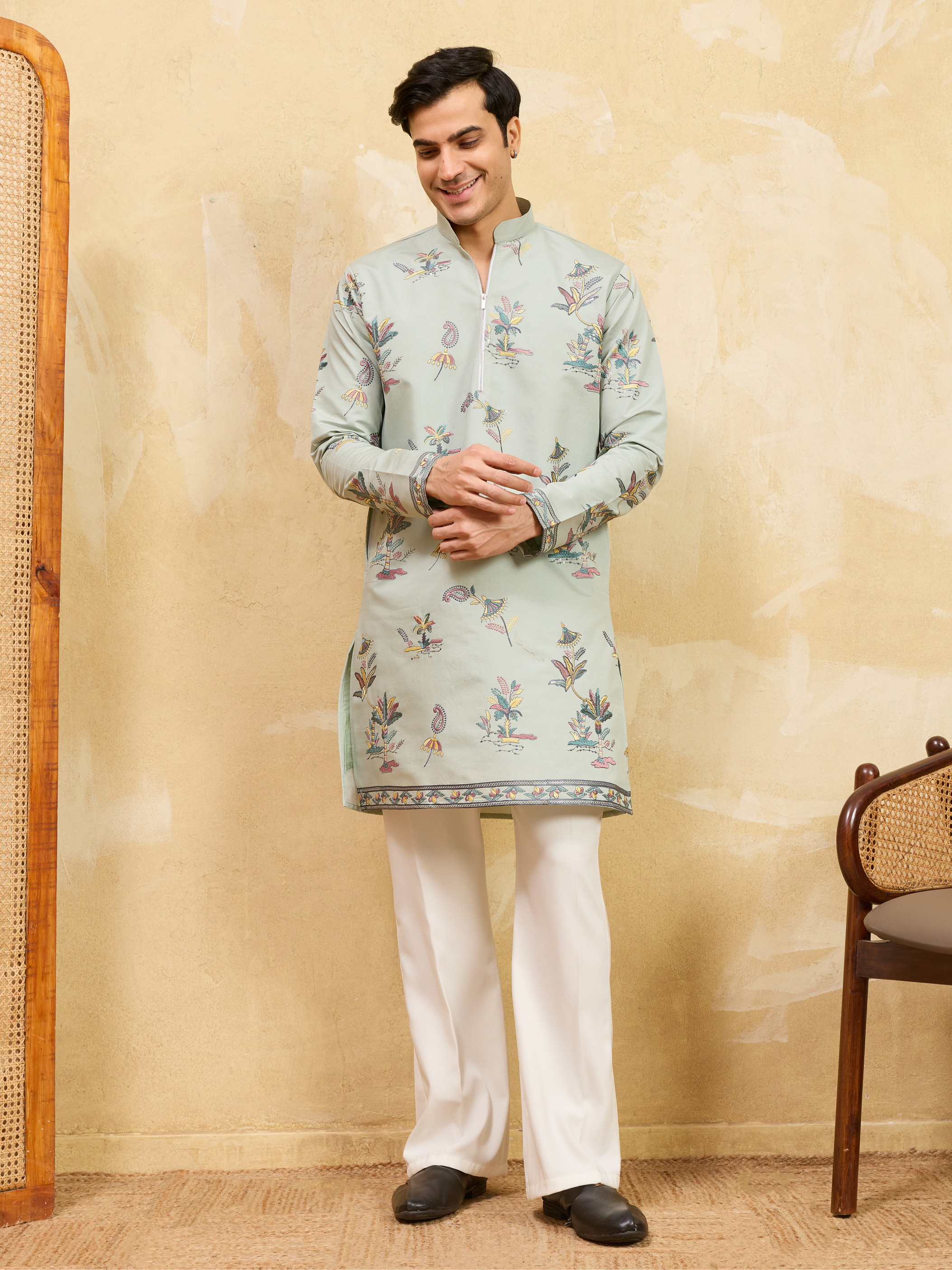 Elegant Sky Blue Viscose Silk Kurta & Pant Set for Festive Occasions
