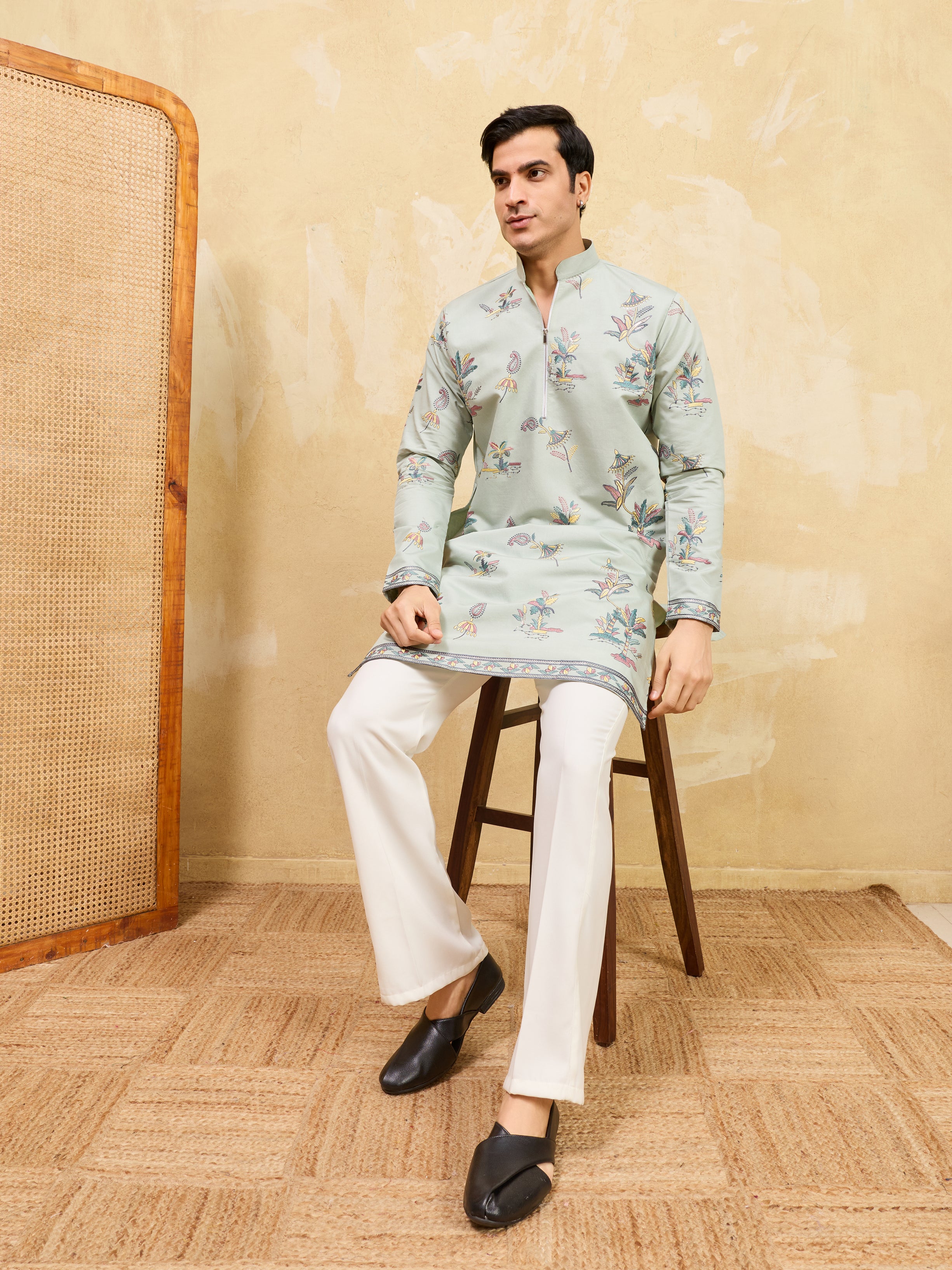 Elegant Sky Blue Viscose Silk Kurta & Pant Set for Festive Occasions
