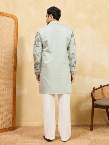 Elegant Sky Blue Viscose Silk Kurta & Pant Set for Festive Occasions
