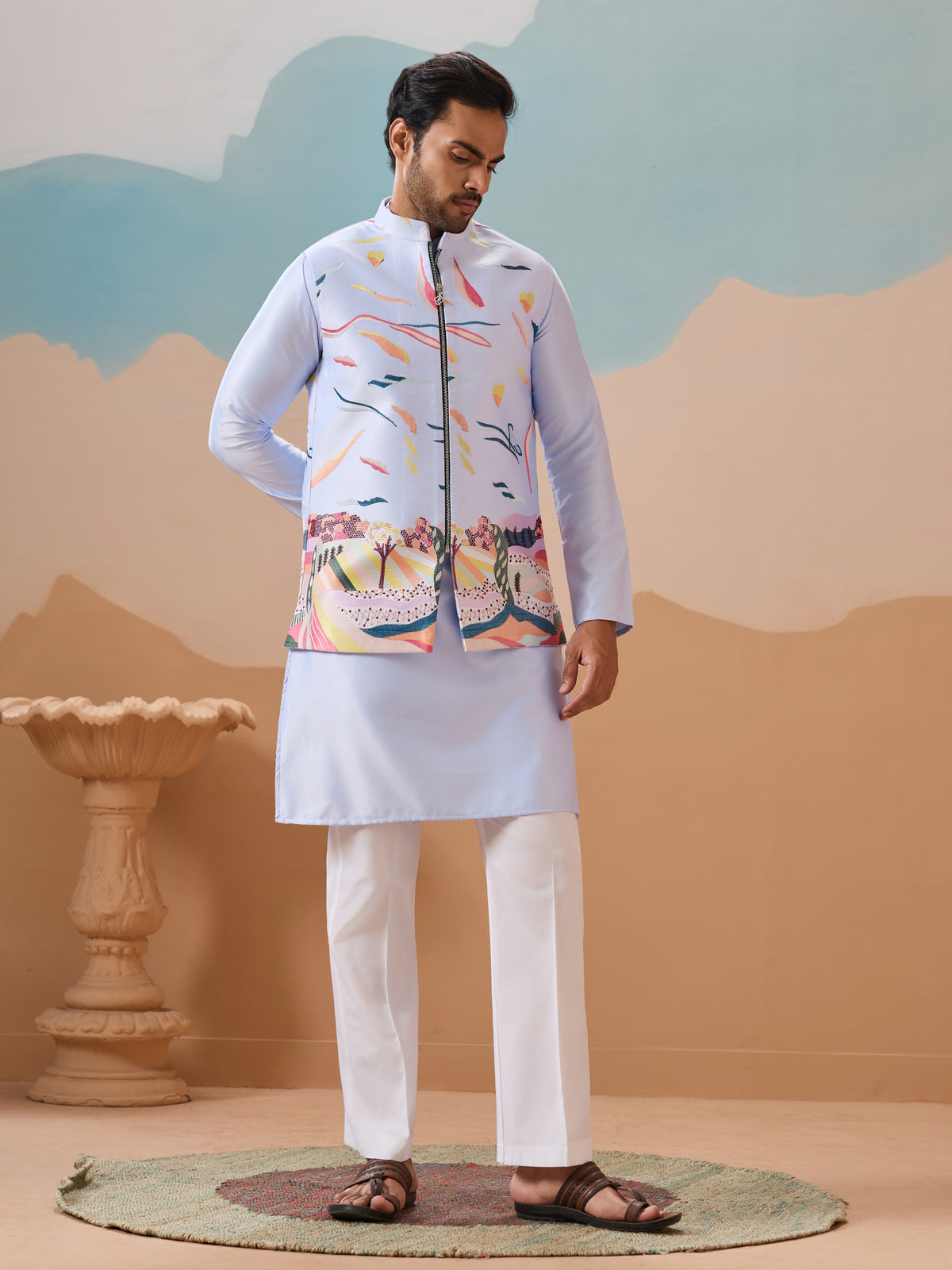 Sky Exclusive Wedding Wear Koti Kurta Pair with Mens Wear