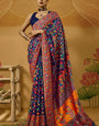 Lustrous Navy Blue Pashmina Saree With Sempiternal Blouse Piece