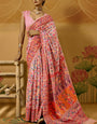 Nemesis Pink Pashmina Saree With Luminous Blouse Piece