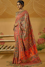 Demanding Grey Pashmina Saree With Magnetic Blouse Piece