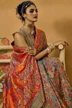 Demanding Grey Pashmina Saree With Magnetic Blouse Piece