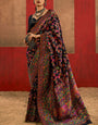 Hypnotic Black Pashmina Saree With Flameboyant Blouse Piece